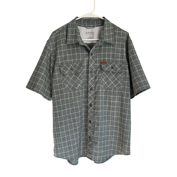 Orvis Classic Collection Shirt Mens Large Gray Check Short Sleeve Button Up - Picture 1 of 9